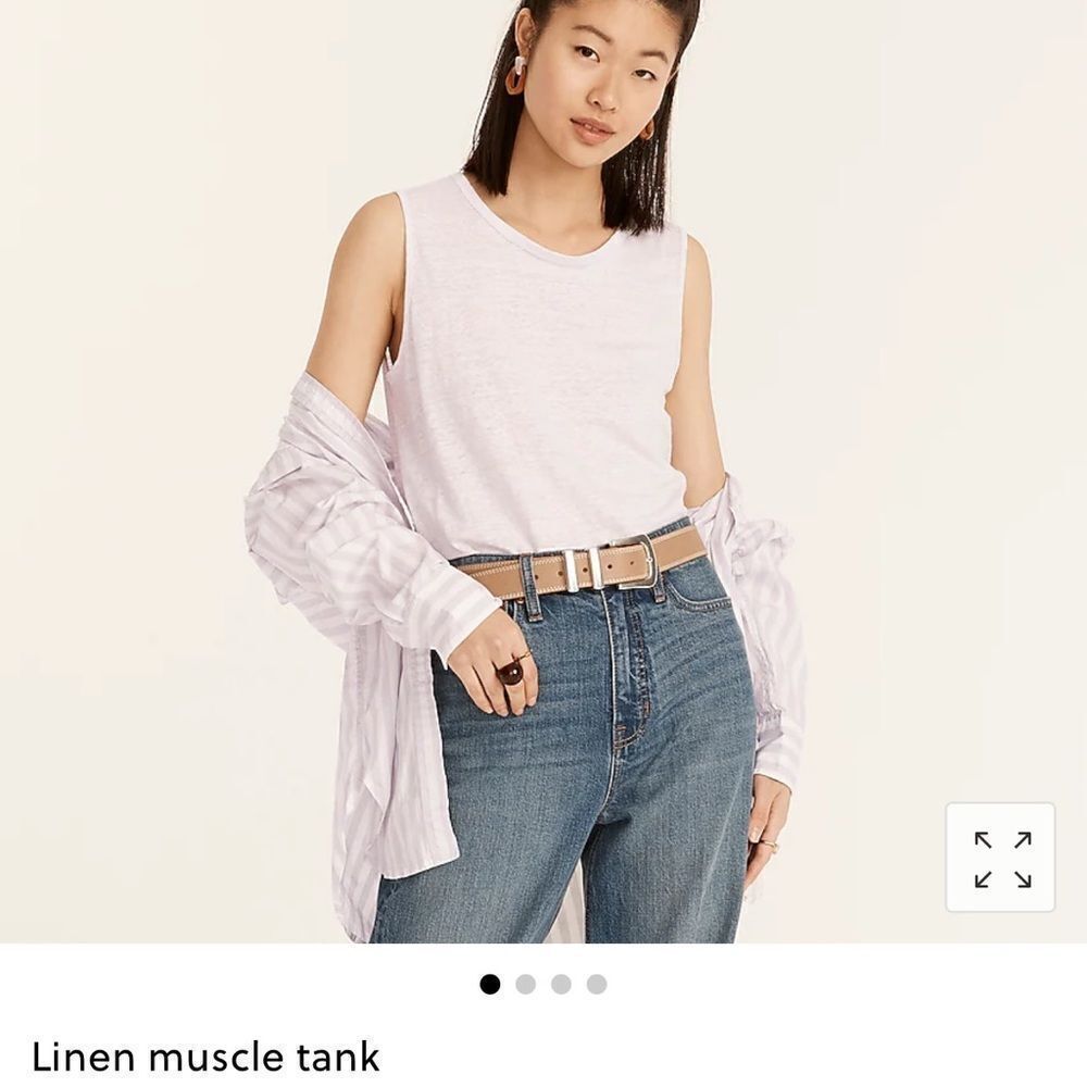 J.‎ CREW Linen Muscle Tank. Misty Lavender Size Medium NWT